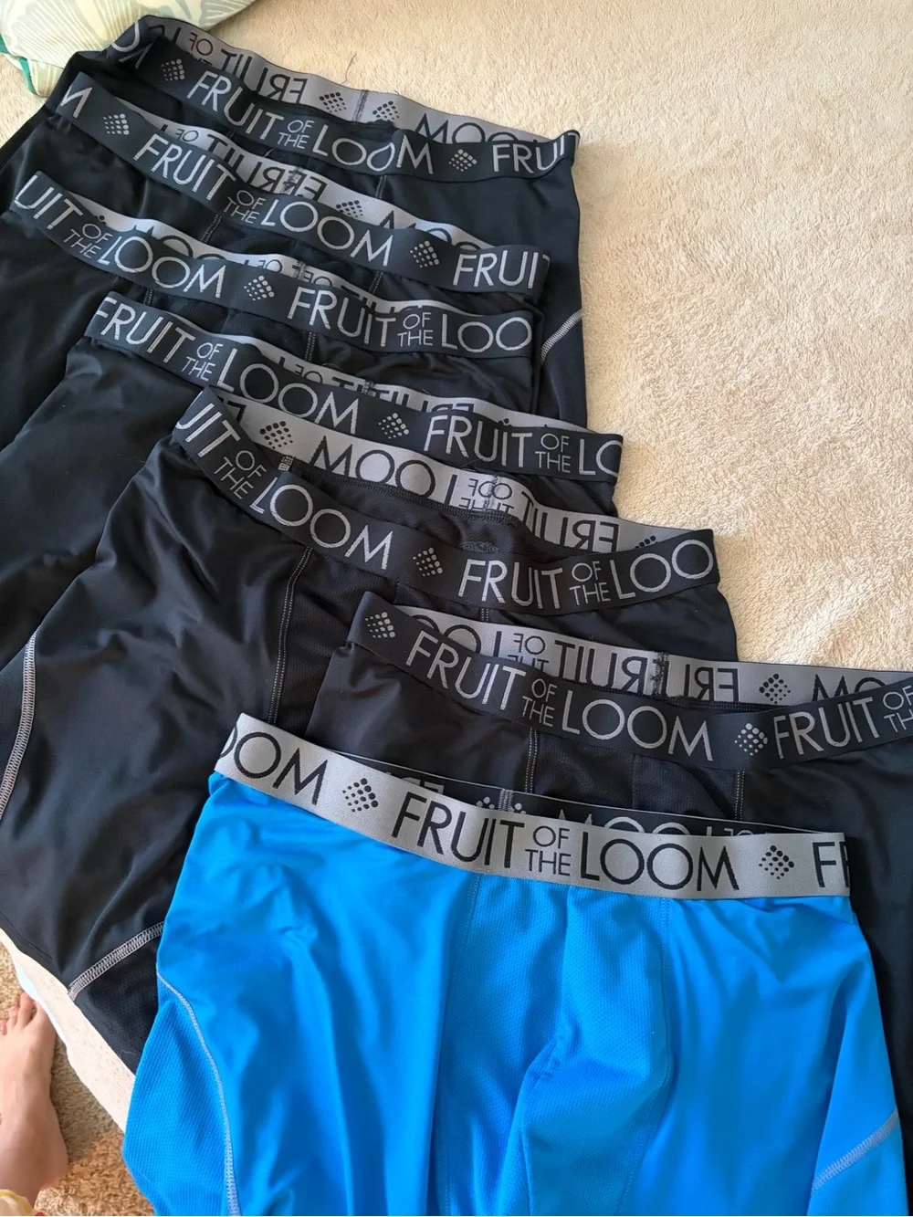 Fruit of the Loom Men’s Performance Boxer Briefs - Black & Blue 7 pairs